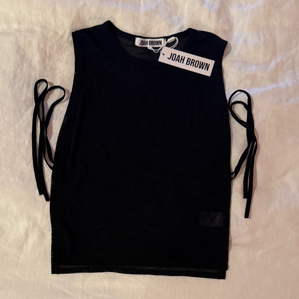 NWT! JOAH Brown Black Tie-Side Tank MESH one size